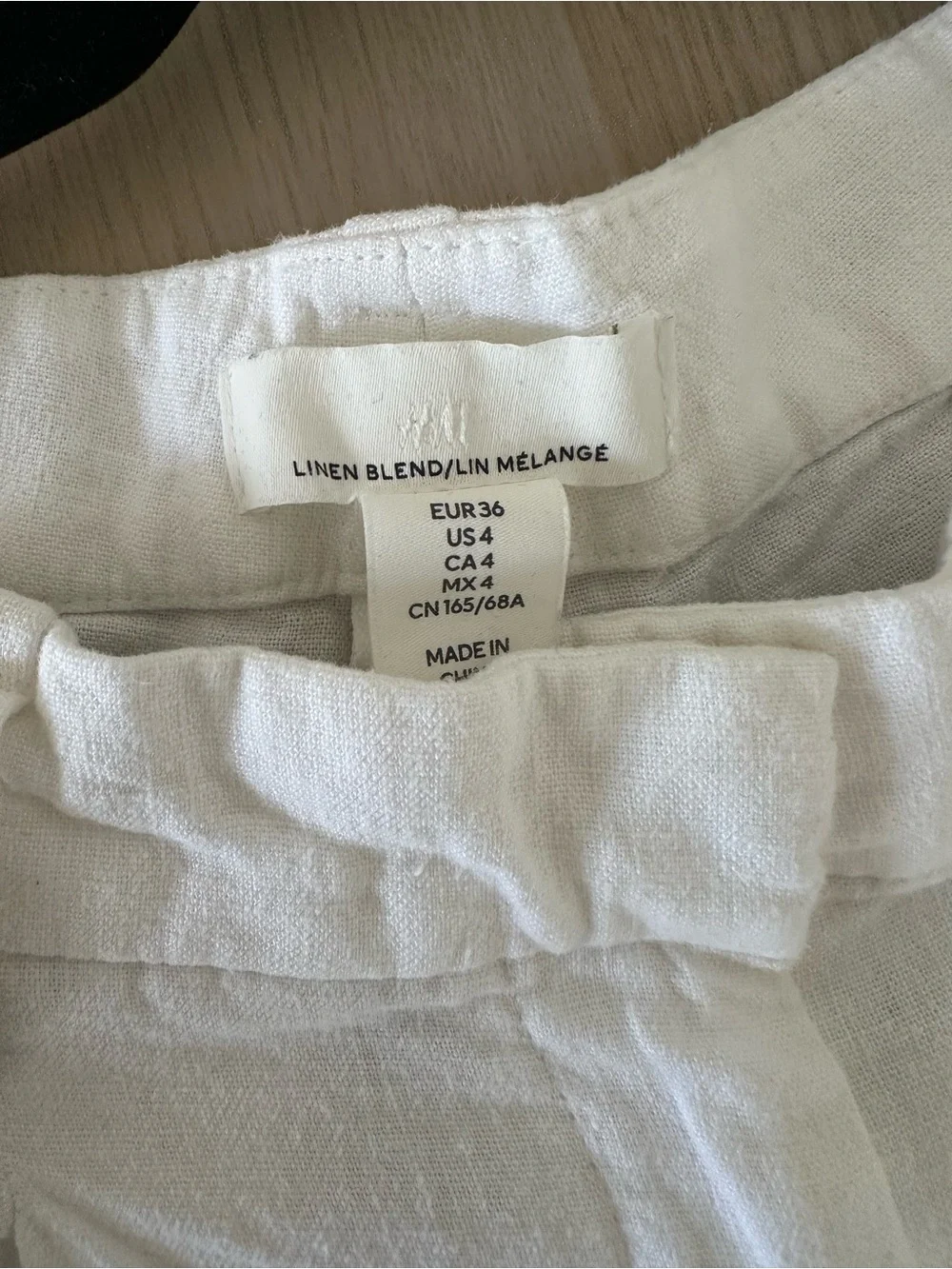 H&M White Linen-Blend Chinos